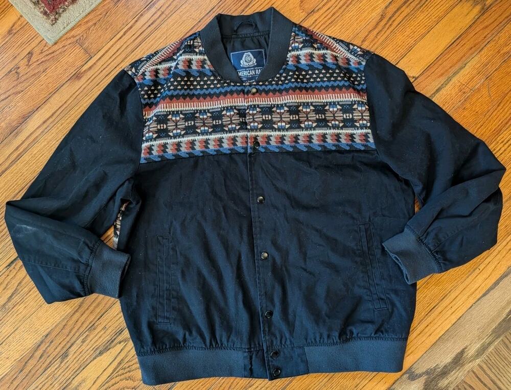 American Rag Men's XL Jacquard Blocked Jacket 100063949MN Deep black